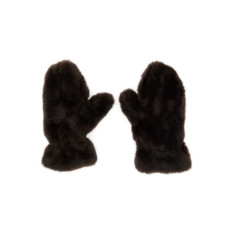 ‘Coco’ Brown Gloves in Ecofur Woman
