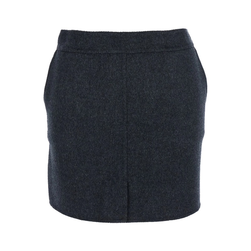 ‘Ilaria’ Grey Skirt with Side Pockets in Wool Woman