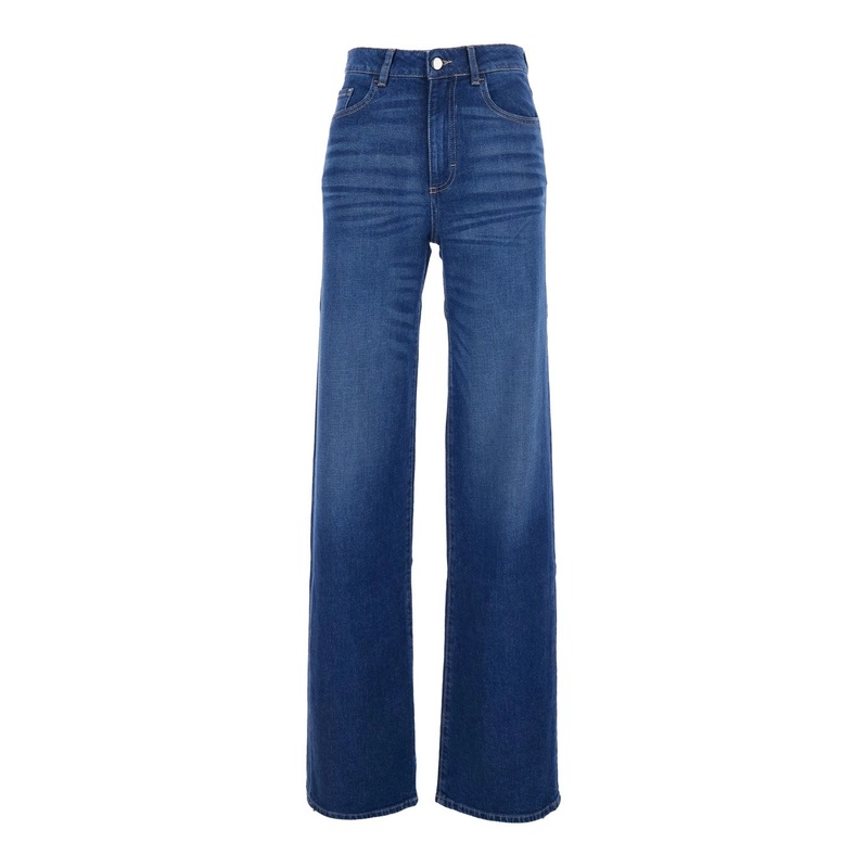 ‘Joia’ Blue Jeans with Belt Loops and Logo Patch on the Rear in Denim Woman