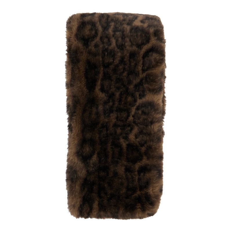 ‘Kai’ Brown Scarf with Leopard Motif in Ecofur Woman