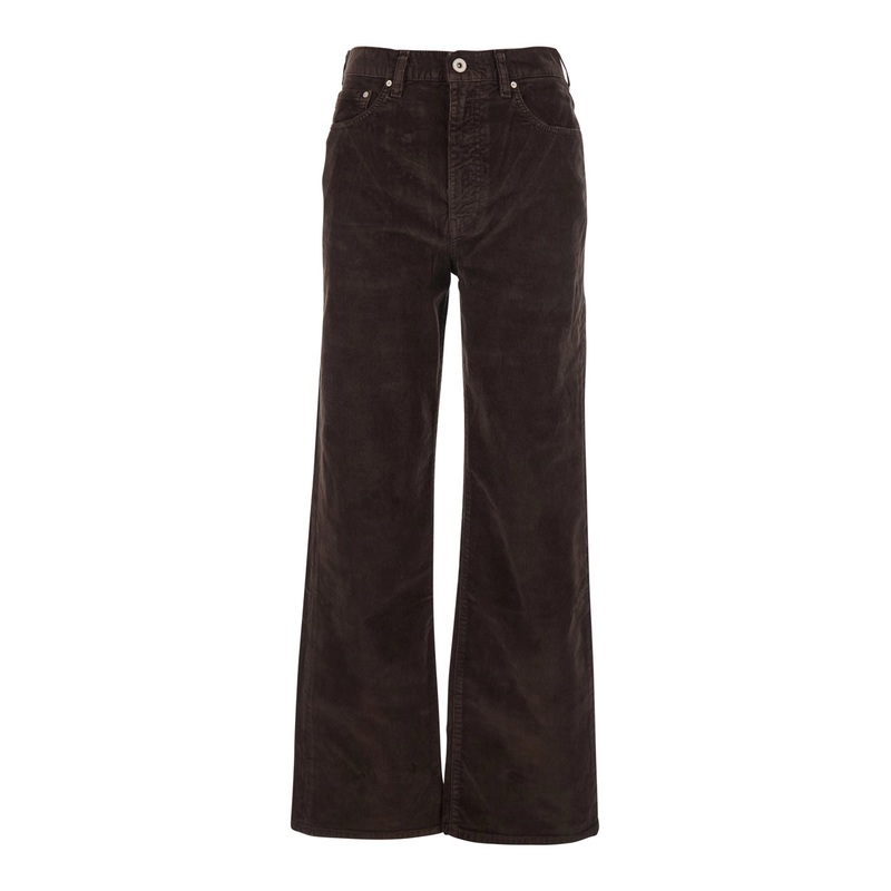 ‘Kora’ Brown Jeans with Belt Loops and Logo Patch on the Rear in Denim Woman