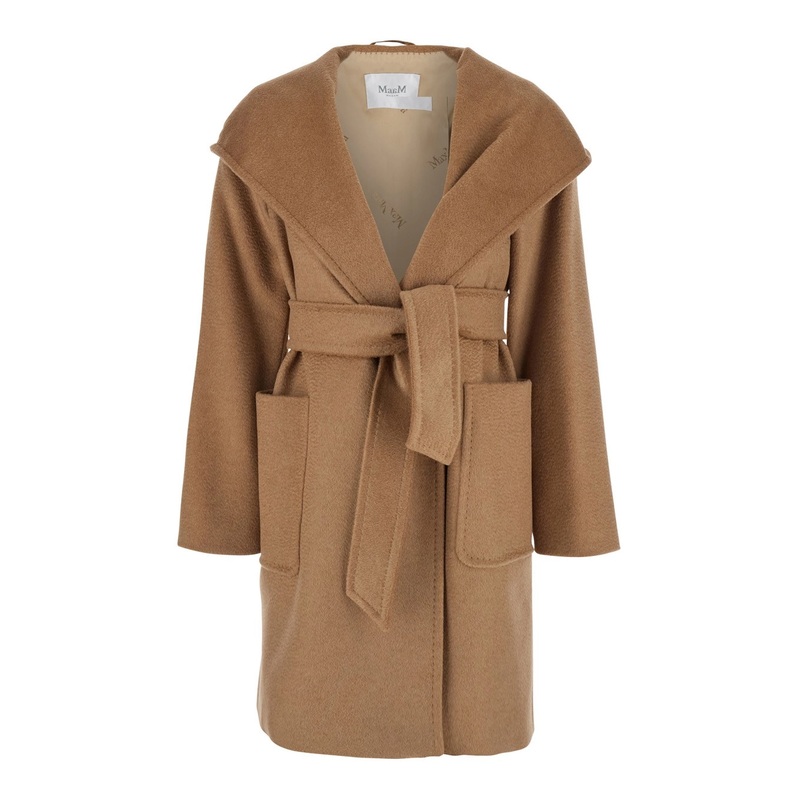 ‘Rialto’ Beige Coat with Wide Lapels in Wool Woman