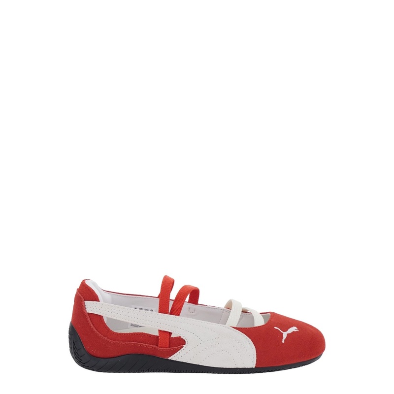 ‘Speedcat Ballet’ Red Sneaker with Embroidered Logo on the Front and Elastic Band in Suede Woman