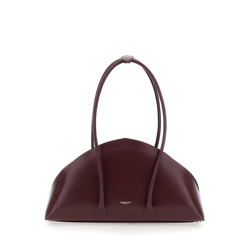 ‘Tortellino’ Bordeaux Shoulder Bag with Double Top Handles in Leather Woman