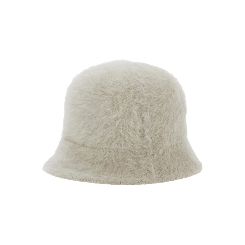 White Hat with Brushed-Effect in Faux Fur Woman