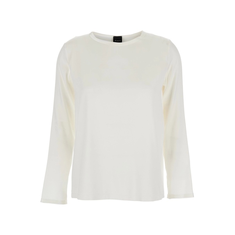White Long Sleeves Blouse in Silk Woman