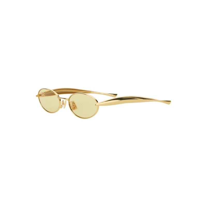 Yellow Sunglasses with Sculptural Temples in Metal Woman