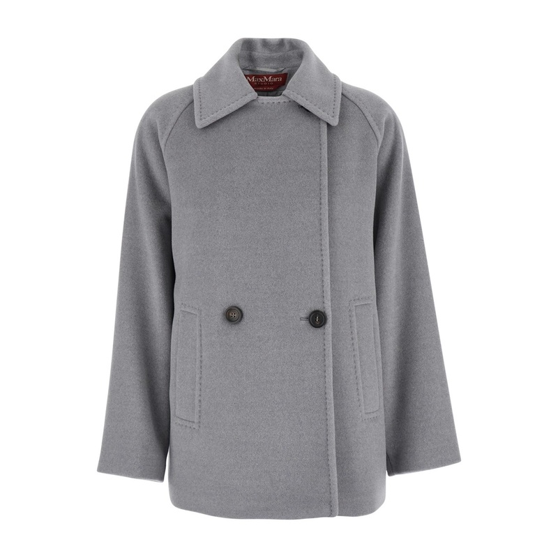 ‘Ariano’ Grey Coat with Classic Collar in Wool Woman