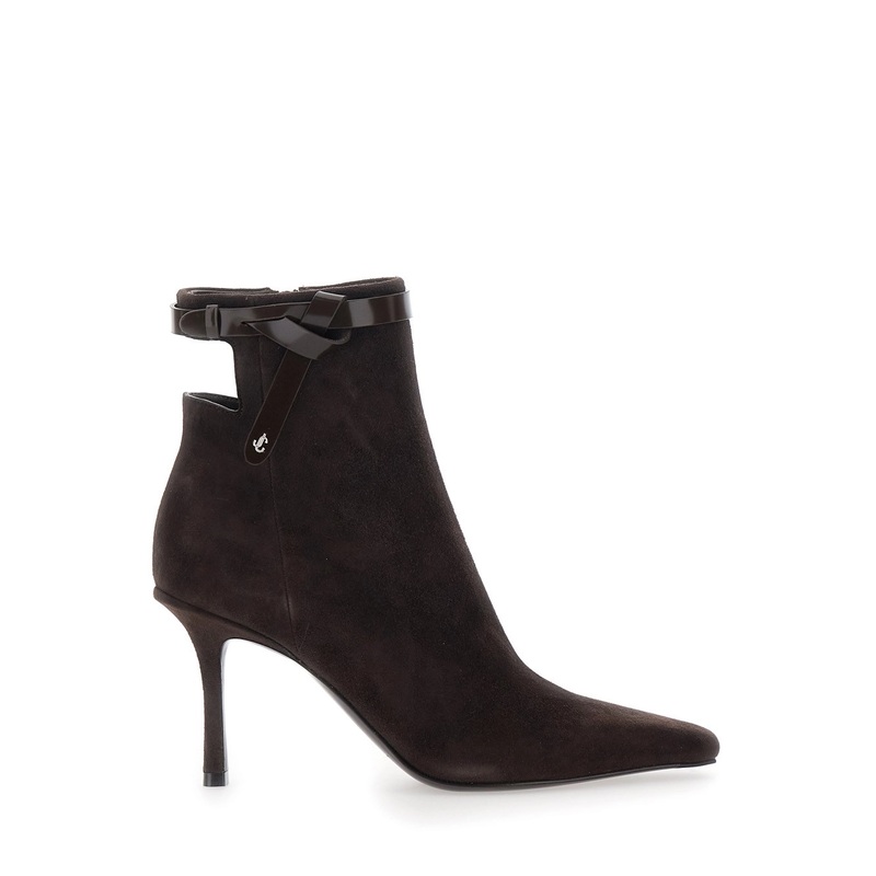 ‘Camie’ Brown Ankle Boots with Knot Detail in Suede Woman