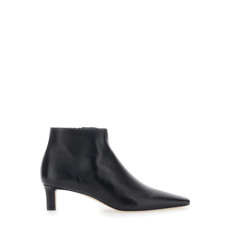 ‘Carla’ Black Ankle Boots with Pointed Toe in Leather Woman