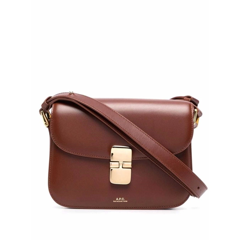 ‘Grance’ Brown Small Crossbody Bag wirh Embossed Logo Lettering on the Front and Adjustable Shoulder Strap in Leather Woman