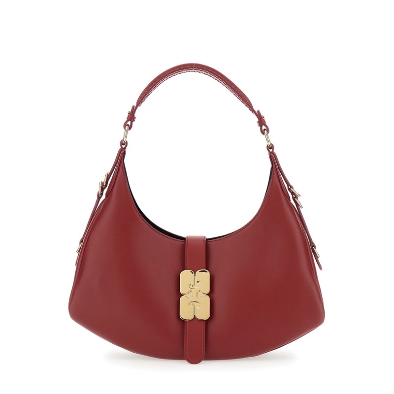 ‘Kat Small’ Red Shoulder Bag with Adjustable Handle and Logo Plaque on the Front in Leather Woman