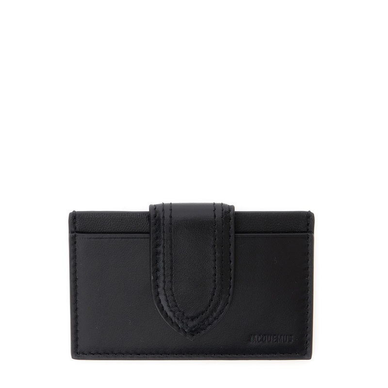 ‘Le Porte-Cartes Bambino’ Black Card Holder with Magnetic Closure in Leather Woman