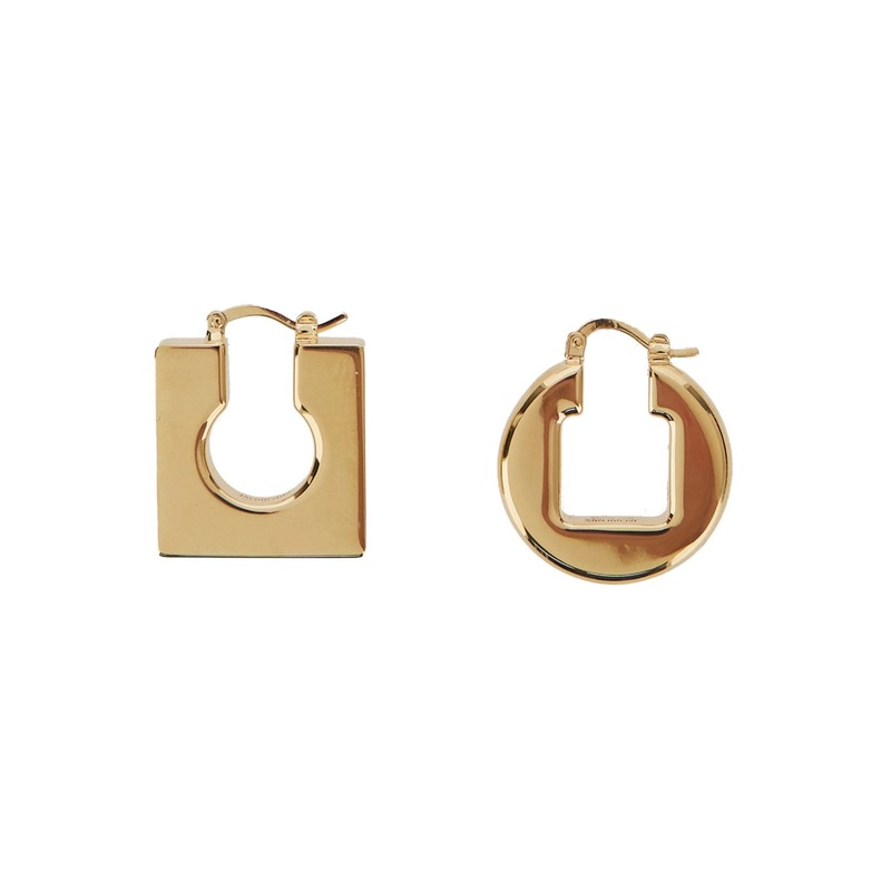 Les Boucles Rond Carre’ Metallic Earings with Rear Hinged Closure in Gold Plated Metal Woman