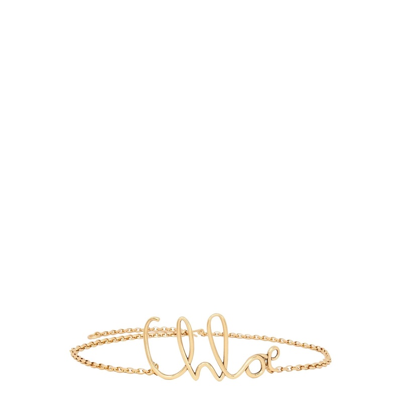 Metallic Belt with Logo Lettering on the Front and Hook Closure in Brass Woman