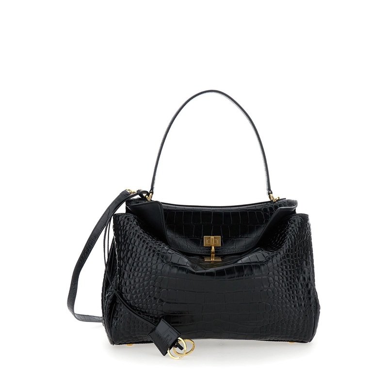 ‘Rodeo’ Black Handbag with Removable Shoulder Strap in Leather Woman