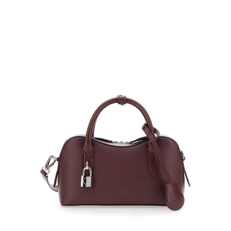 ‘Ryder’ Bordeaux Handbag with Two Top Handles and Front Padlock Detail with Logo in Ecoleather Woman