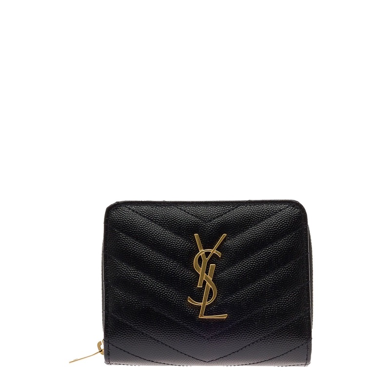 Saint Laurent Woman’s Black Grain De Poudre Leather Wallet