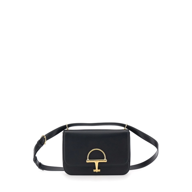 ‘Siena Small’ Black Shoulder Bag with Claw on the Front in Leather Woman
