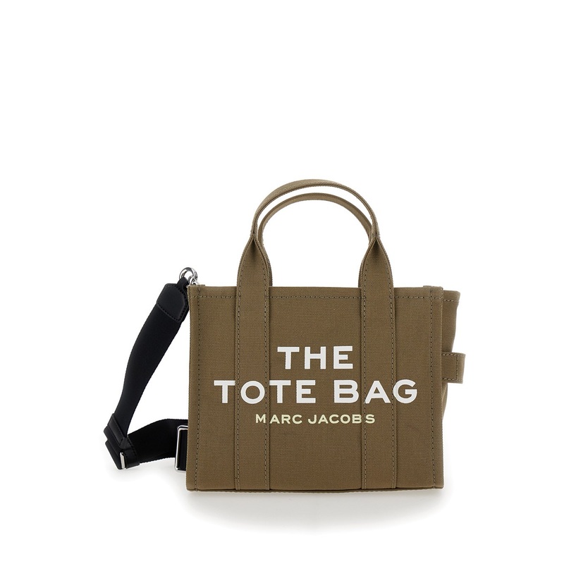 ‘Traveler Handbag’ Mini Military Green Tote Bag with Logo in Fabric Woman