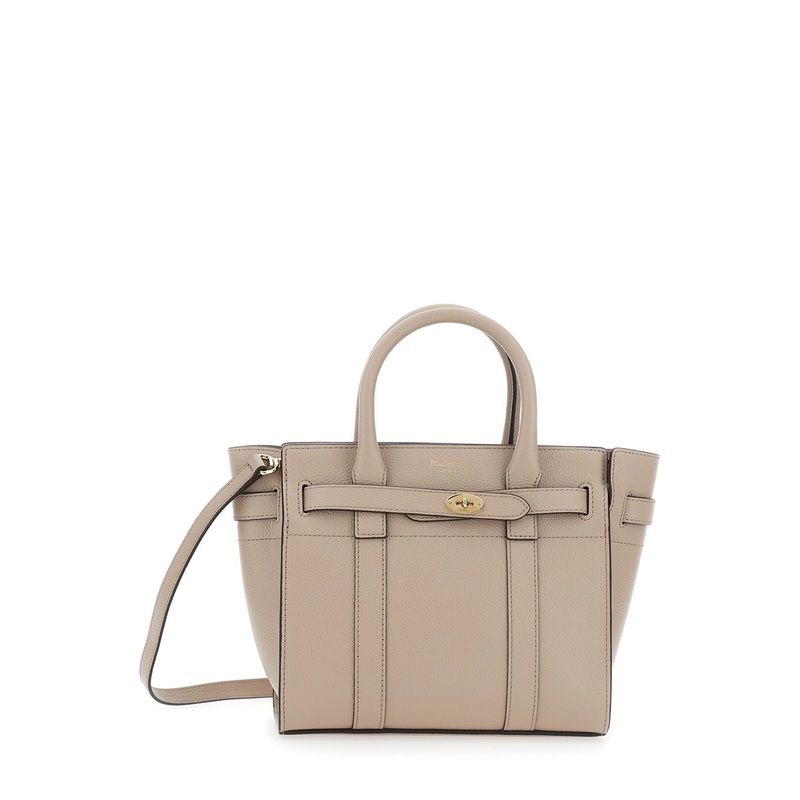 ‘Bayswater Small’ Beige Handbag with Removable Shoulder Strap in Leather Woman