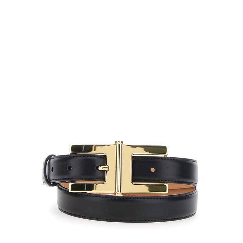 Black Belt with Logo Buckle in Ecoleather Woman