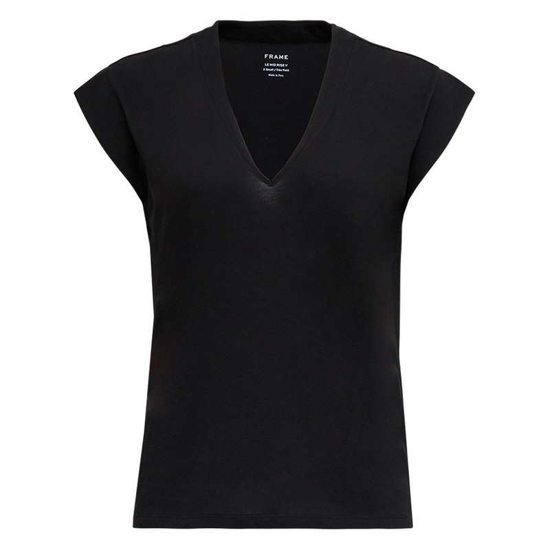Black Cotton V-Neck T-Shirt|XS|S|M|L