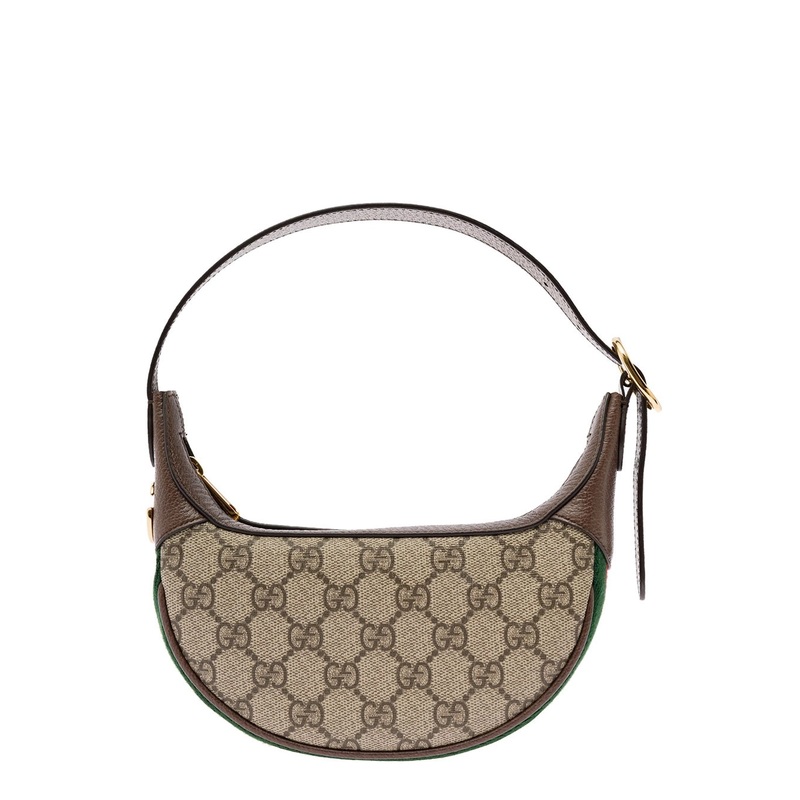 Brown Ophilia Mini Bag with GG Motif All-Over in Canvas and Leather Woman