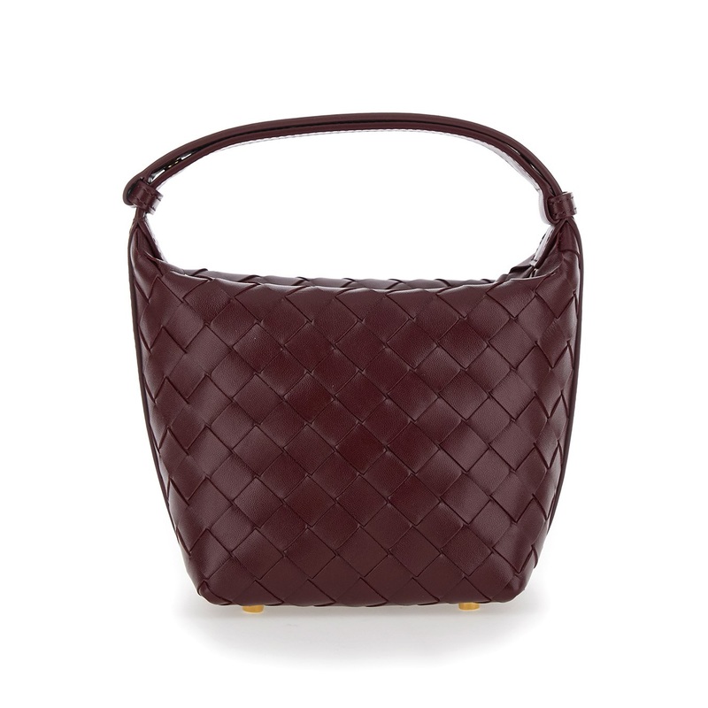 ‘Candy Wallace’ Bordeaux Handbag with Intrecciato Motif in Leather Woman