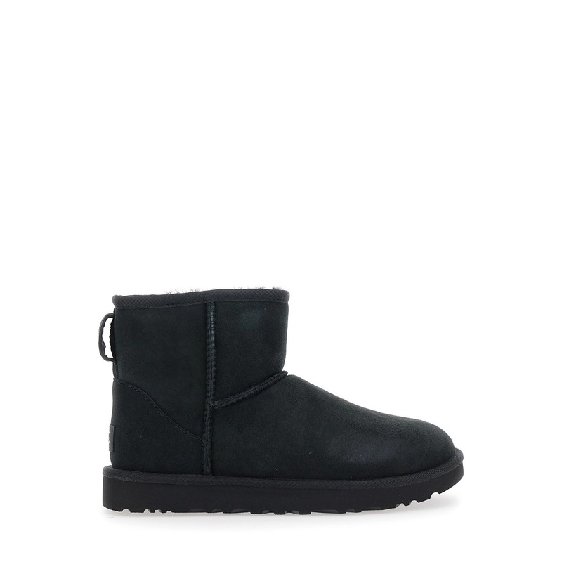 ‘Classic Mini’ Black Ankle Boots with Logo Patch on the Rear in Suede Woman