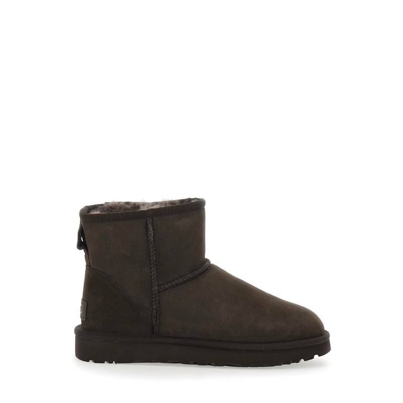 ‘Classic Mini’ Brown Ankle Boots with Logo Patch on the Rear in Suede Woman
