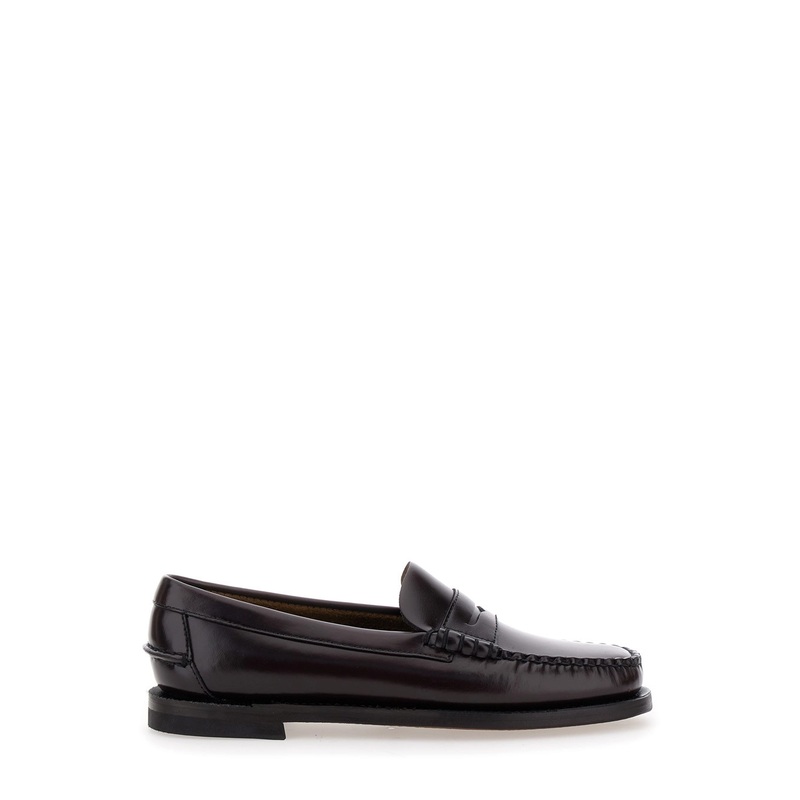 ‘Dan’ Bordeaux Pull-On Loafers in Leather Woman