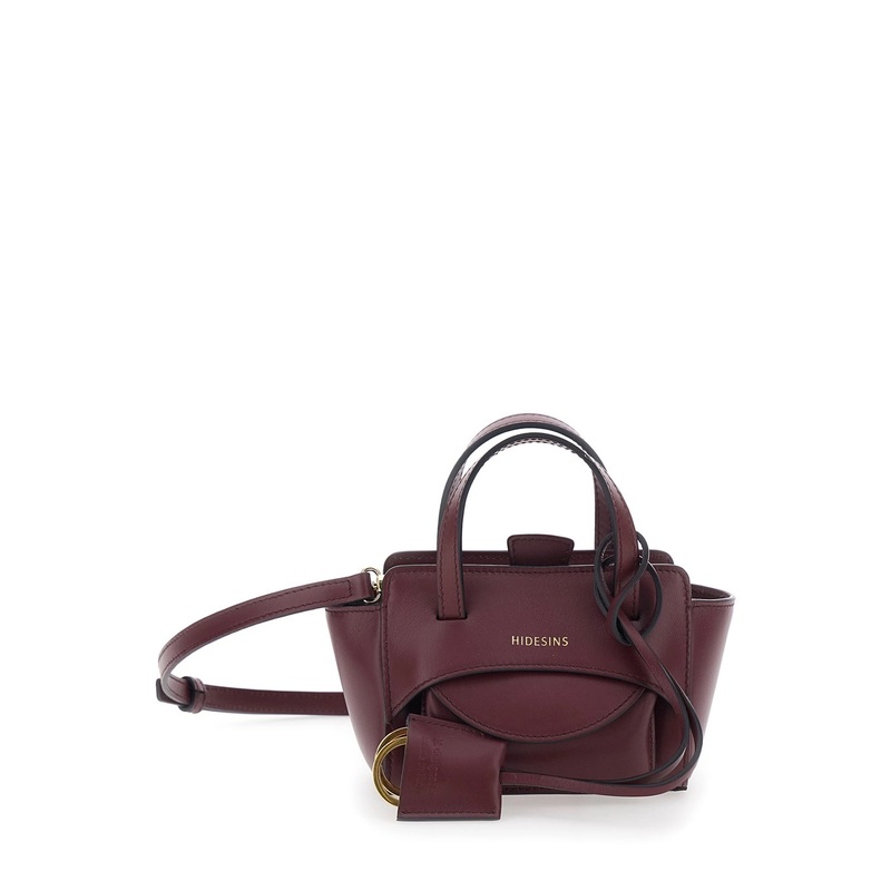 ‘Flap XS’ Bordeaux Handbag with Adjustable and Removable Shoulder Strap and Logo Lettering on the Front in Leather Woman
