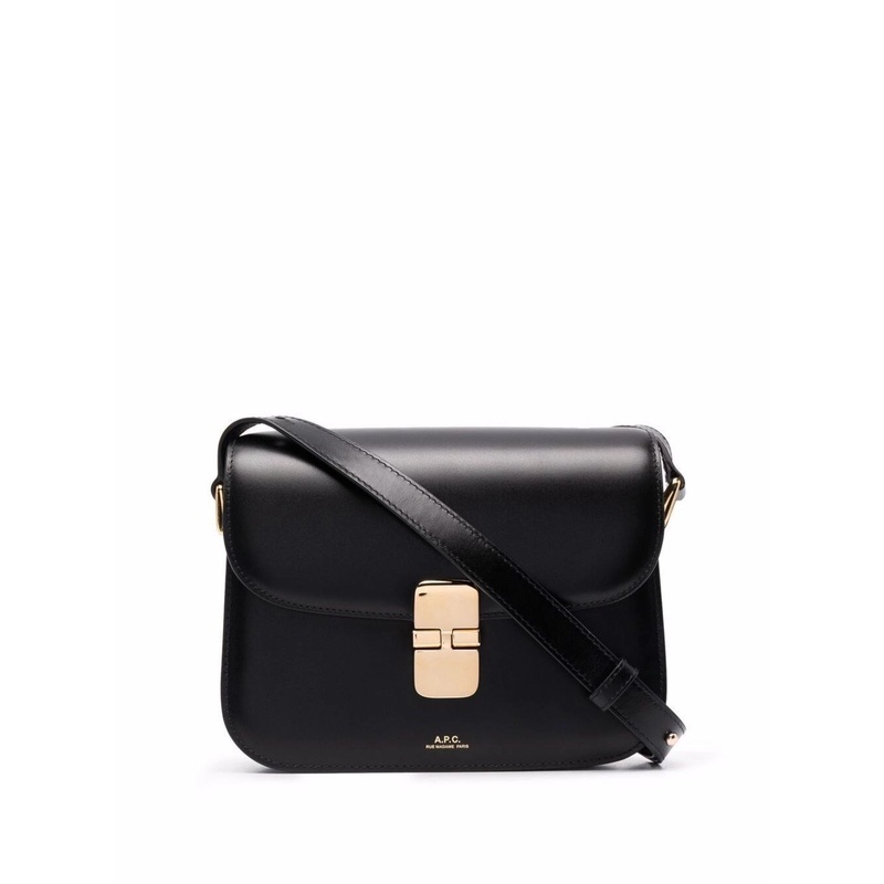 ‘Grance’ Black Small Crossbody Bag wirh Embossed Logo Lettering on the Front and Adjustable Shoulder Strap in Leather Woman