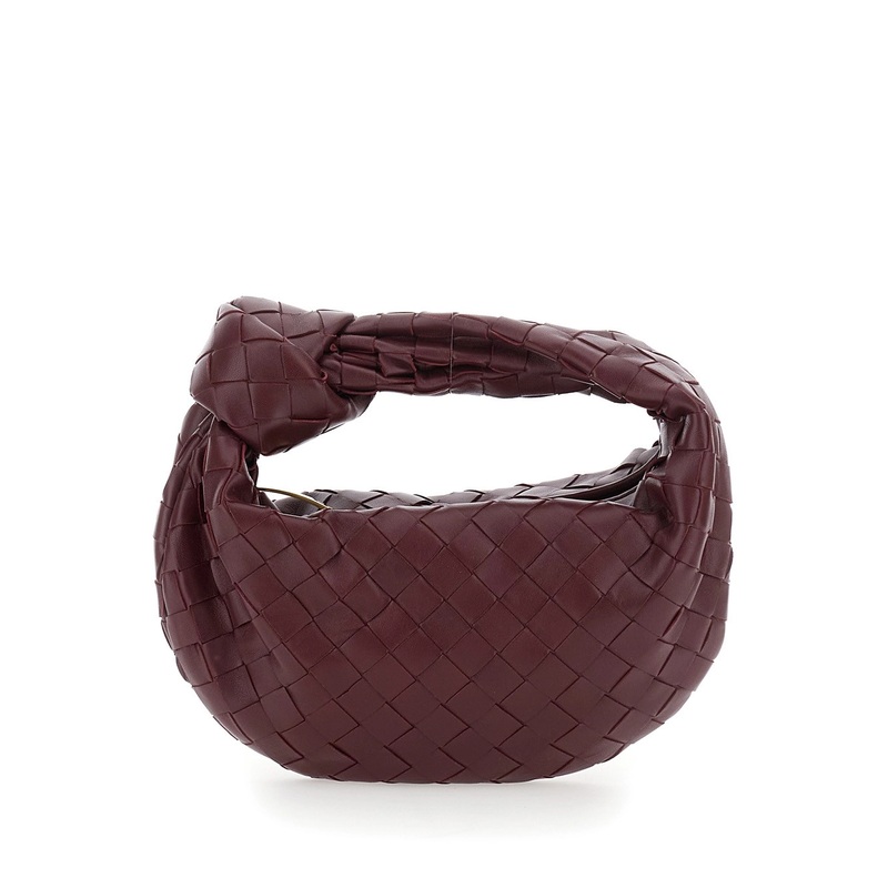 ‘Mini Jodie’ Bordeaux Handbag with Intrecciato Motif in Leather Woman