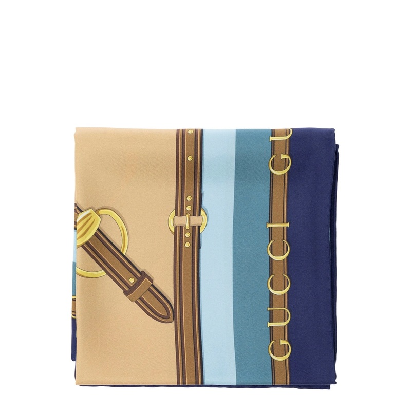 Multicolor Square Scarf with All-Over Print in Silk Woman