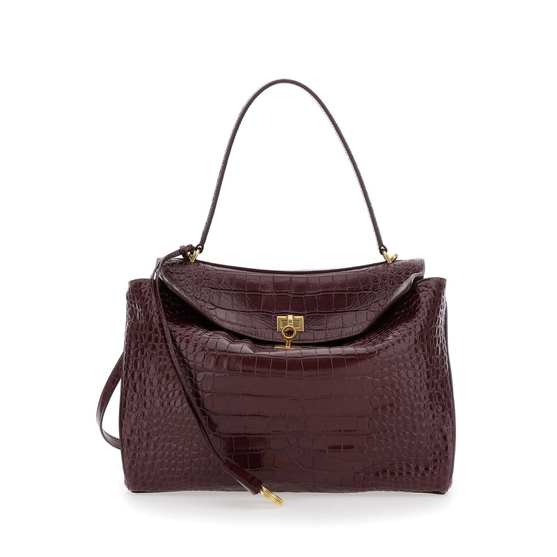 ‘Rodeo’ Bordeaux Handbag with Removable Shoulder Strap in Leather Woman