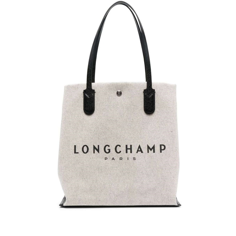 ‘Roseau’ Beige Tote Bag with Logo Print in Cotton Canvas Woman