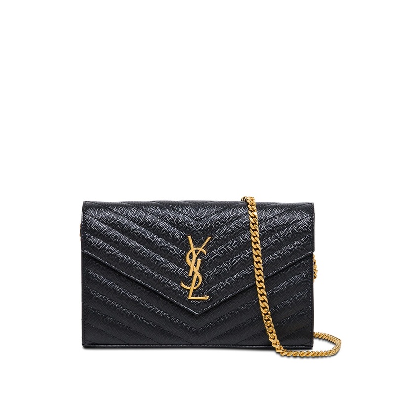 Saint Laurent Woman’s Cassandra Black Chevron Leather Crossbody Bag
