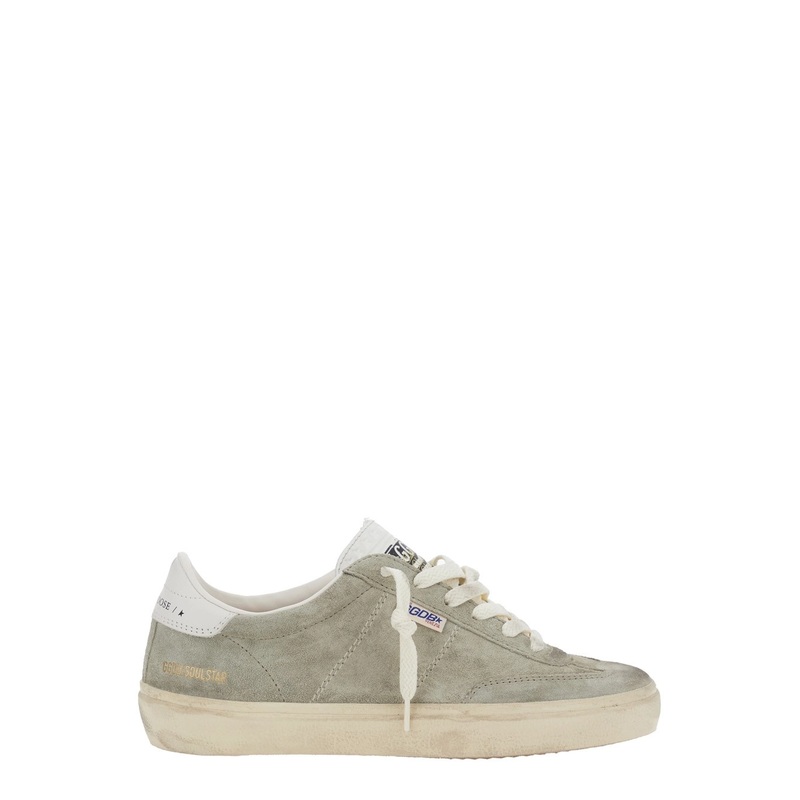 ‘Soul-Star’ Grey Low Top Sneakers with Logo Patch on the Tongue and Metallic Heel Tab in Suede Woman