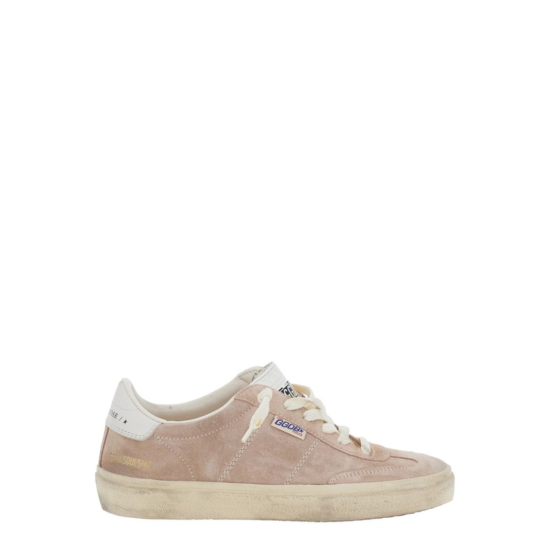 ‘Soul-Star’ Pink Low Top Sneakers with Metallic Heel Tab in Suede Woman