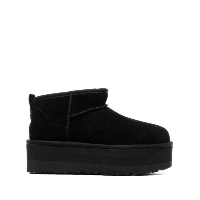 ‘Ultramini’ Black Boots with Platform in Suede Woman